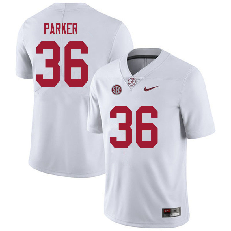 Men #36 Jordan Parker Alabama White Tide College Football Jerseys Sale-White